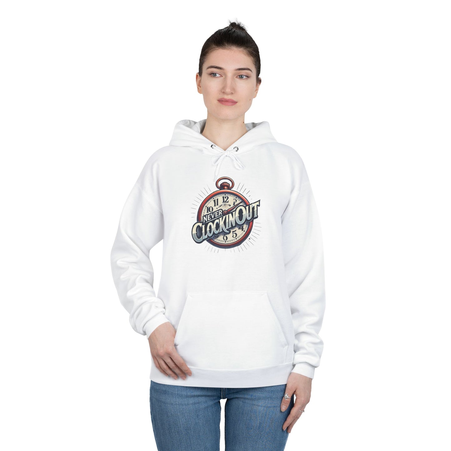 Never Clocking Out Eco-Friendly Pullover Hoodie