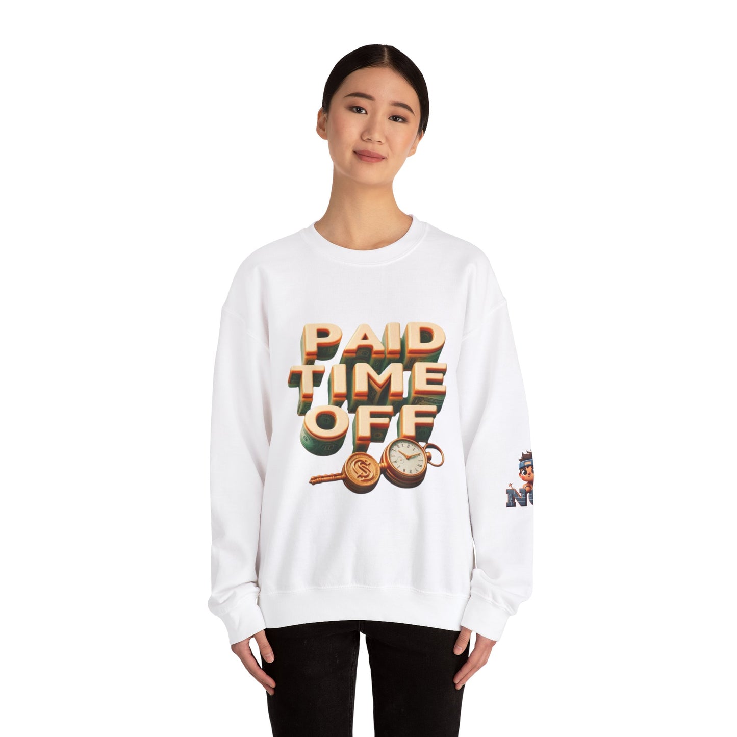 Paid Time Off Unisex Crewneck Sweatshirt - Relaxed Fit, Cozy Gift for Workers